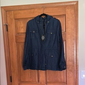 Women’s Navy Hooded Lightweight drawstring waist Jacket
